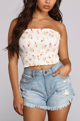 Floral Smock Tube Top