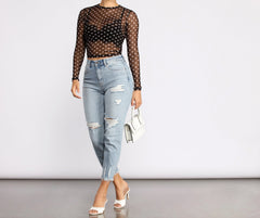 Polka Dot Cutie Mesh Crop Top