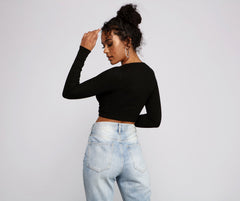 Trendy Twist Front Brushed Knit Crop Top