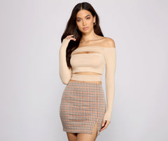 Off the Shoulder Ribbed Crop Top