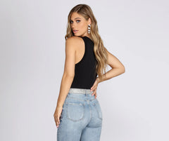 Crew Neck Simple Bodysuit