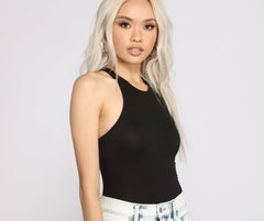 Jersey-Knit Racer Back Bodysuit