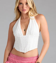 Femme Charm Halter Eyelet Corset Top