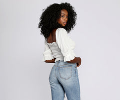 Just Friends Smocked Crop Top