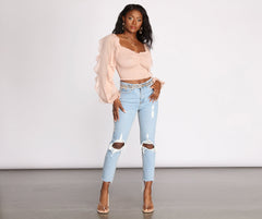 Ruffle Tease Smocked Crop Top