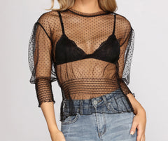 Pretty In Polka Dots Mesh Top