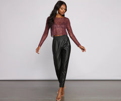 Feelin' Glamorous Glitter Mesh Crop Top