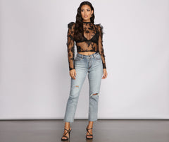 Flutter Some Hearts Mesh Crop Top