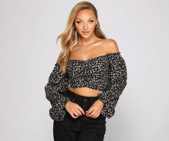 Caught In A Floral Gauze Knit Crop Top