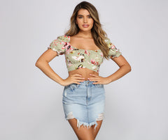 Floral Dreams Puff Sleeve Crop Top