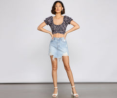 Floral Obsession Puff Sleeve Crop Top