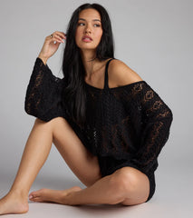 Breezy Nights Crop Crochet Sweater