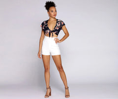 Flutter With Floral Tie Front Top