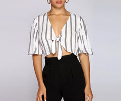 Good Gauze Tie Front Crop Top
