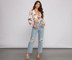 Fab Florals Tie Front Top