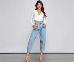 Hook And Eye Crepe Crop Top