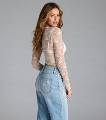 Sweetest Allure Floral Lace Long Sleeve Top