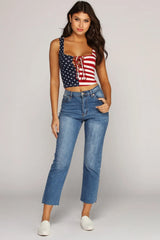 Fireworks Lace-Up Crop Top