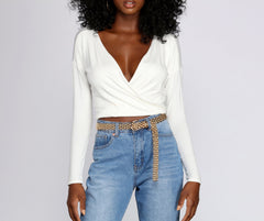 Streamlined Surplice Wrap Top
