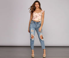 Flirty And Frilly Floral Top