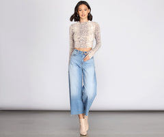 Snake Print Brushed Knit Crop Top