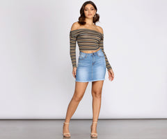 Strut It In Stripes Ribbed Crop Top