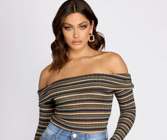 Strut It In Stripes Ribbed Crop Top