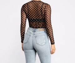 Polka Dot Cutie Mesh Crop Top