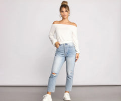 She's A Stunner Off The Shoulder Crop Top