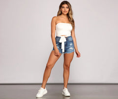 Tied To Basics Ribbed Knit Crop Top