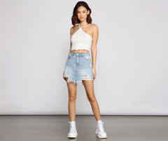Trendy Halter Knit Crop Top