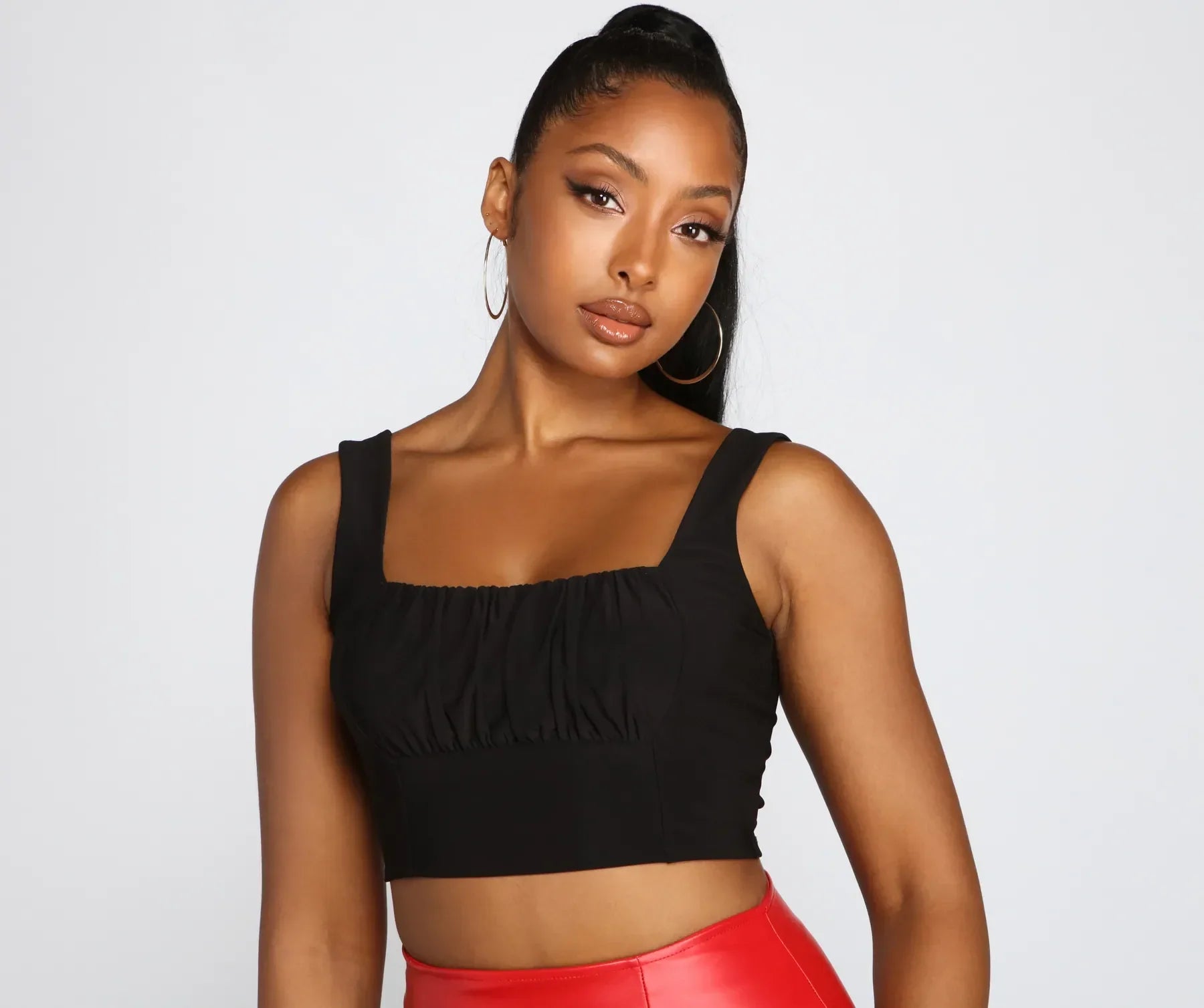 Next Level Ruched Cropped Tank Top