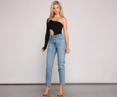 Sleek And Stunning One Shoulder Cutout Bodysuit