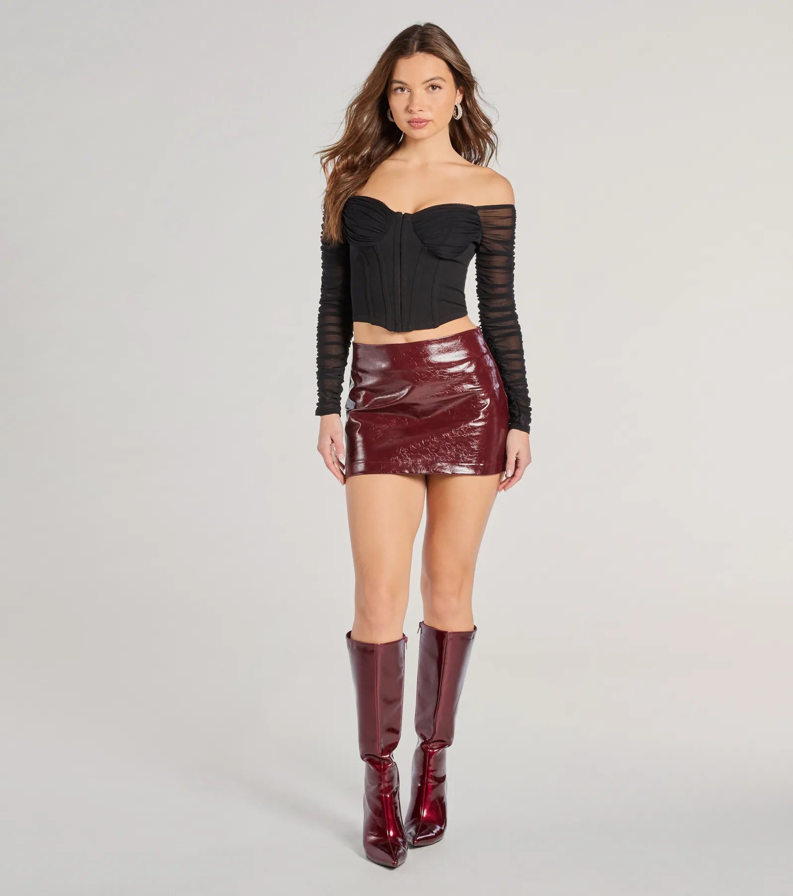 Downtown Looks Long Sleeve Mesh Bustier