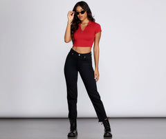 Stylish Zipped Crop Top