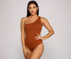Stylish Basic One-Shoulder Bodysuit