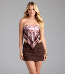 Go With The Flow Paisley Satin Scarf Top