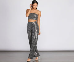 Leopard Sequin Tube Top