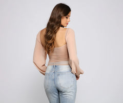 Crowd Pleaser Chainmail Cowl Neck Cropped Top