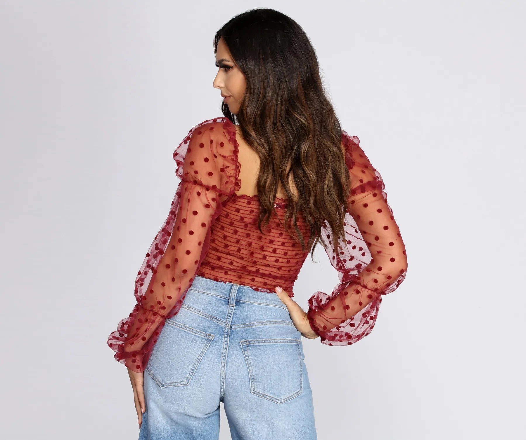 Pretty In Polka Dot Smocked Top