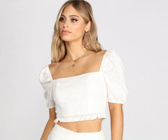 Come Away With Me Puff Sleeve Linen Top