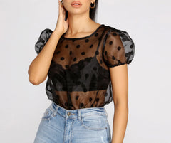 Spot On Polka Dot Organza Sleeve Bodysuit