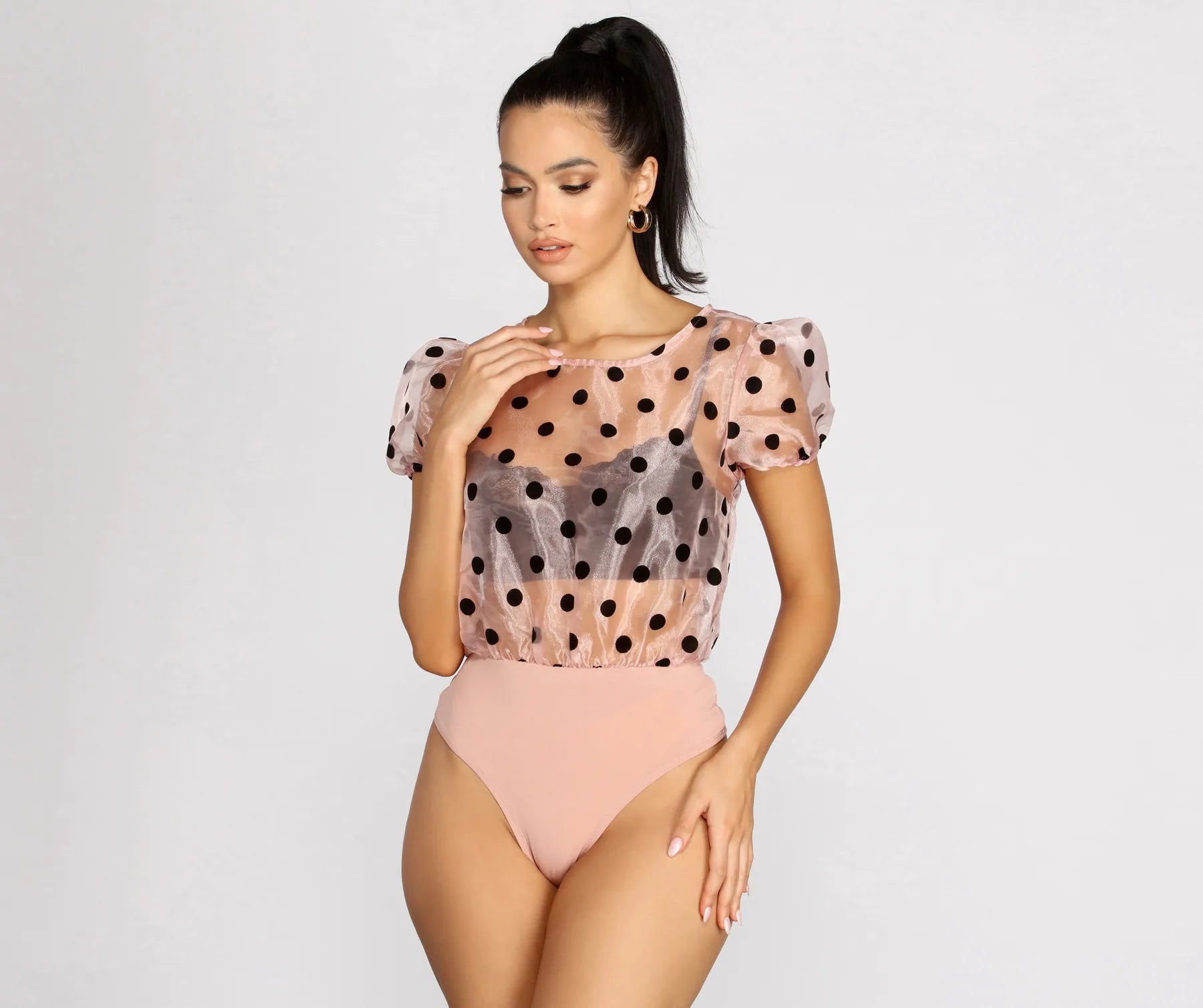 Spot On Polka Dot Organza Sleeve Bodysuit