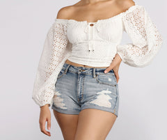 Effortless Eyelet Detail Crop Top