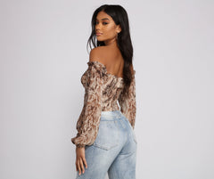 Trendy Stunner Snake Print Crop Top