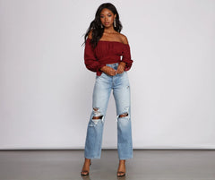 Tie Waist Off The Shoulder Crop Top