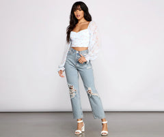 Floral Blossoms Chiffon Ruched Crop Top
