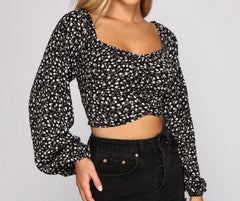 Caught In A Floral Gauze Knit Crop Top