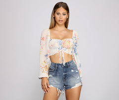 Sweet Vibes Floral Chiffon Crop Top