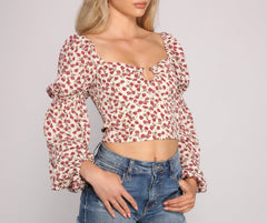 Loved In Florals Puff Sleeve Crop Top